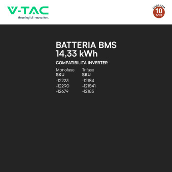 V-Tac Batteria BMS LiFePO4 51,2V 280Ah 14,33kWh CEI 0-21