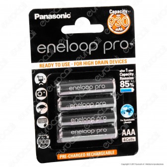 Panasonic Eneloop Pro 930mAh Pile Ricaricabili Ministilo AAA - Blister 4 Batterie