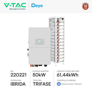 V-Tac Kit Inverter Trifase Ibrido 50kW + Accumulatore LiFePO4