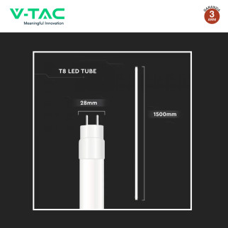 Tubo LED SMD T8 G13 24W Nano-Plastic 150cm con Starter V-Tac