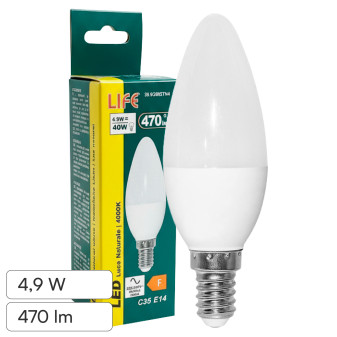 Life Lampadina LED E14 4,9W Candela C35 SMD