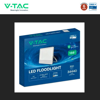 Faro LED 300W SMD Chip CREE IP65 Colore Nero VT-44003