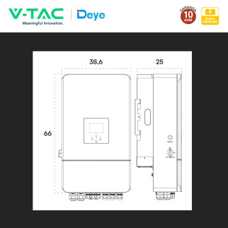 V-Tac Deye Inverter Trifase On-Grid / Off-Grid 6kW IP65