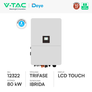 V-Tac Deye Inverter Trifase On-Grid / Off-Grid 80kW IP65