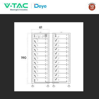 V-Tac Kit 21 Batterie BMS Stack LiFePO4 161,28kWh CEI 0-21 e CEI 0-16