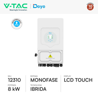 V-Tac Inverter Monofase Ibrido On-Grid / Off-Grid 8kW IP65