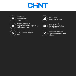 Chint Quadro Elettrico Lato AC Trifase Fino a 20kW 400V IP65 CEI 0-21