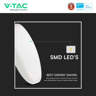 V-Tac Pro VT-8618 Plafoniera LED Rotonda 18W SMD Chip Samsung IP44