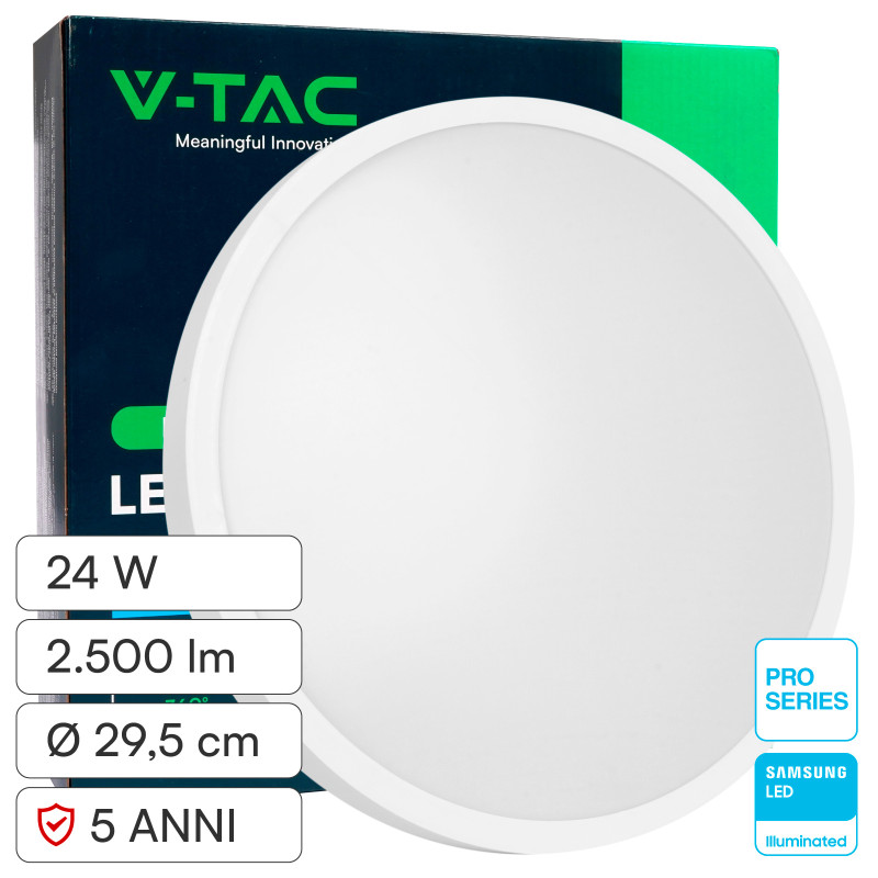 V-Tac Pro VT-8624 Plafoniera LED Rotonda 24W SMD Chip Samsung IP44