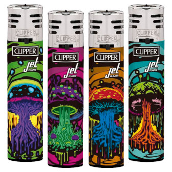 Clipper Jet Flame Accendino Elettronico Dark Mushrooms 4 Accendini