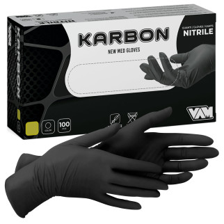 New Med Gloves Karbon Guanti Monouso Neri Nitrile 100 pezzi