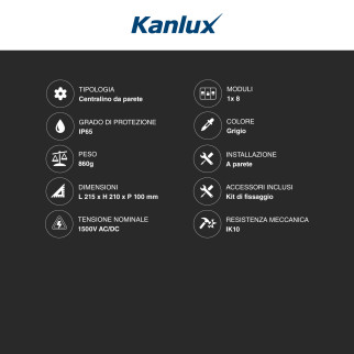Kanlux Ideal Centralino da Parete 1x8P Resistenza Raggi UV IK10 IP65