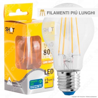Bot Lighting Shot Lampadina LED E27 7,5W Bulb A60 Filamento Extra-Lungo Dimmerabile