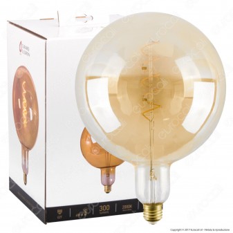 Girard Sudron Lampadina LED E27 6W Big Globo G200 Filamento Ambrata