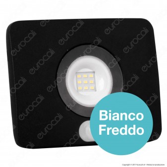 Led Factory Italia Faro LED 10W Ultra Sottile con Sensore Colore Nero