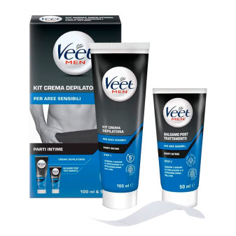 Veet For Men Kit Depilazione Aree Sensibili Crema Depilatoria Balsamo