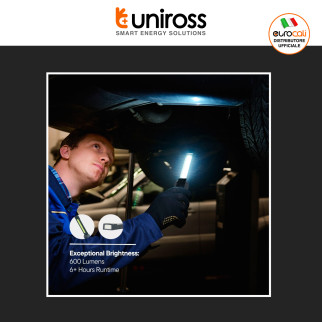 Uniross Torcia da Lavoro 4W Pieghevole Ricaricabile Multi-Uso