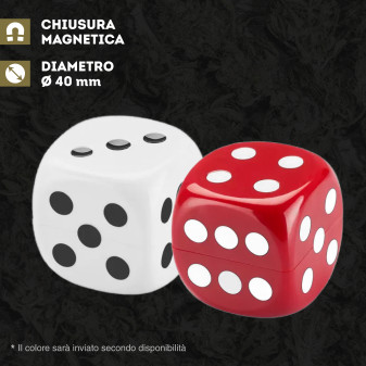 Champ High Grinder Tritatabacco 2 Parti Forma Dado Bianco e Rosso