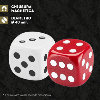 Champ High Grinder Tritatabacco 2 Parti Forma Dado Bianco e Rosso