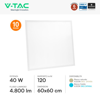 V-Tac VT-61044 10 Pannelli LED CREE Quadrato 60x60 40W