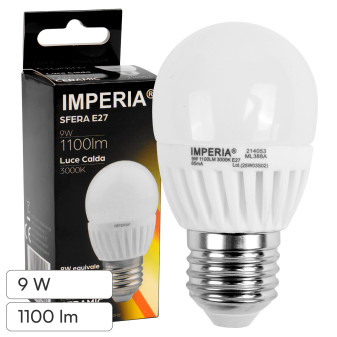 Imperia Lampadina LED E27 9W MiniGlobo G45 SMD Ceramica
