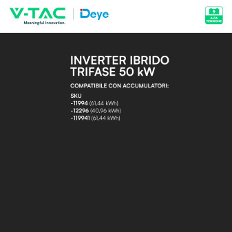 V-Tac Inverter Trifase Ibrido On-Grid / Off-Grid 50kW CEI 0-21 0-16