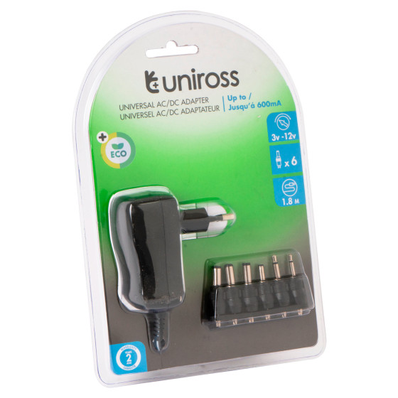 Alimentatore Universale Multivoltaggio Potenza 7.2 W 6 Connettori Uniross