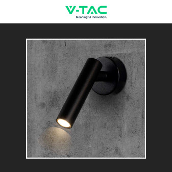V-Tac VT-412-M Lampada LED da Muro Rotonda 2W SMD  Nera