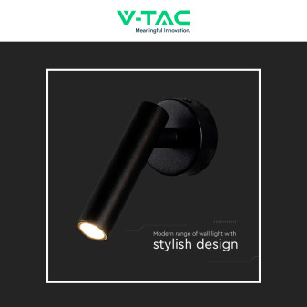 V-Tac VT-412-M Lampada LED da Muro Rotonda 2W SMD  Nera