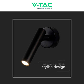 V-Tac VT-412-M Lampada LED da Muro Rotonda 2W SMD  Nera