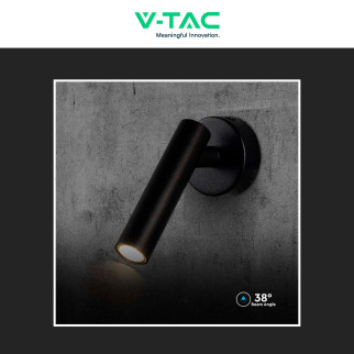 V-Tac VT-412-M Lampada LED da Muro Rotonda 2W SMD  Nera