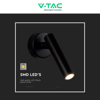 V-Tac VT-412-M Lampada LED da Muro Rotonda 2W SMD  Nera