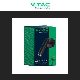 V-Tac VT-412-M Lampada LED da Muro Rotonda 2W SMD  Nera