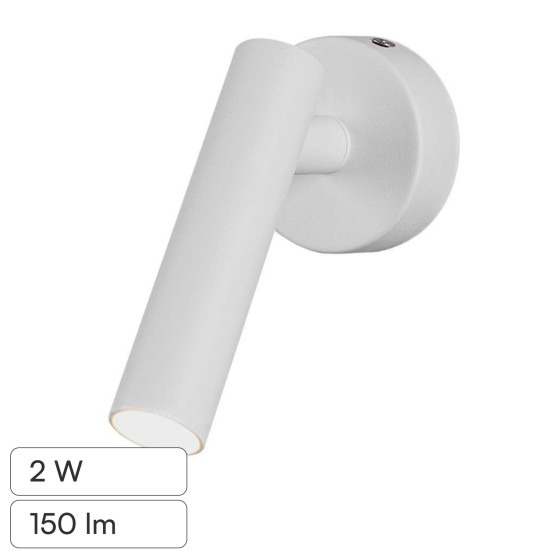 V-Tac VT-412-M Lampada LED da Muro Rotonda 2W SMD Bianca