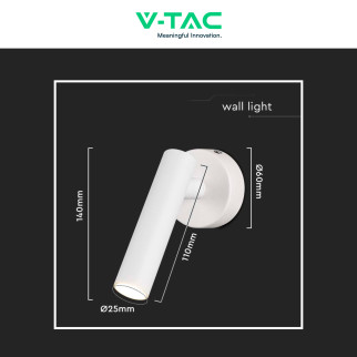 V-Tac VT-412-M Lampada LED da Muro Rotonda 2W SMD Bianca