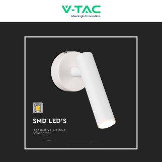 V-Tac VT-412-M Lampada LED da Muro Rotonda 2W SMD Bianca
