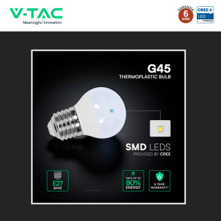 V-Tac VT-1830 Lampadina LED E27 3,7W Miniglobo G45 SMD Chip CREE