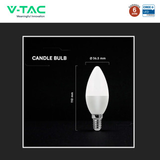 V-Tac VT-293D Lampadina LED E14 5,5W Candela C37 SMD Chip CREE
