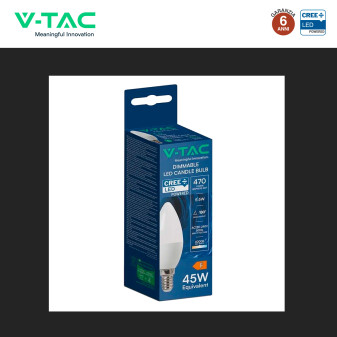 V-Tac VT-293D Lampadina LED E14 5,5W Candela C37 SMD Chip CREE