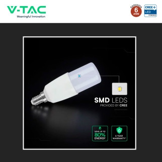 V-Tac VT-248 Lampadina LED E14 7,5W Tubolare T37 SMD Chip CREE