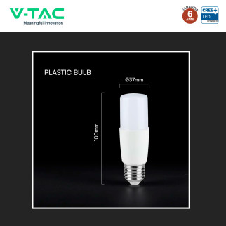 V-Tac VT-237 Lampadina LED E27 7,5W Tubolare T37 SMD Chip CREE