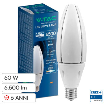 V-Tac VT-260 Lampadina LED E40 60W Oliva SMD Chip CREE