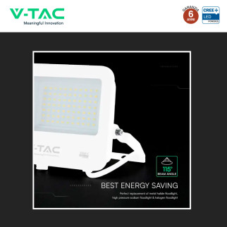 V-Tac VT-4455 Faro LED 50W SMD Chip CREE IP65 IK05 Bianco