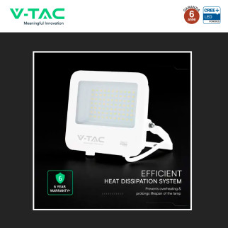 V-Tac VT-4455 Faro LED 50W SMD Chip CREE IP65 IK05 Bianco