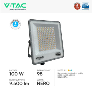 V-Tac VT-44110CCT Faro LED 100W SMD CREE IP65 IK06 CCT 3in1