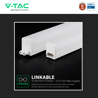 V-Tac VT-125 Plafoniera LED Lineare T5 16W SMD Chip CREE Linkabile