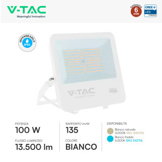 V-Tac VT-44101 Faro LED Faretto 100W SMD Chip CREE IP65