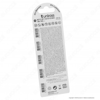 Uniross Pile Alcaline a Bottone AG12 / LR1142 / G12 / LR43 / 186 /