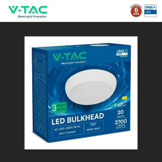 Plafoniera LED 20W SMD Chip CREE IP65 IK08 3in1 CCT V-Tac