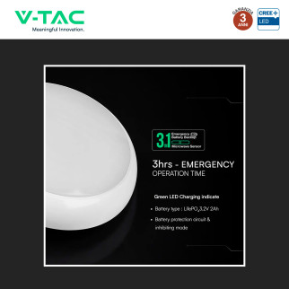 V-Tac VT-8633 Plafoniera LED Rotonda 20W SMD Chip CREE Sensore